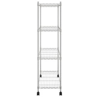 Scaffale a 4 Livelli con Ruote 90x35x142 cm Cromato 200 kg