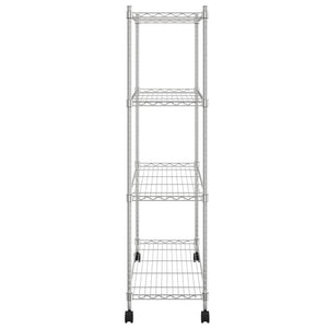 Scaffale a 4 Livelli con Ruote 90x35x142 cm Cromato 200 kg