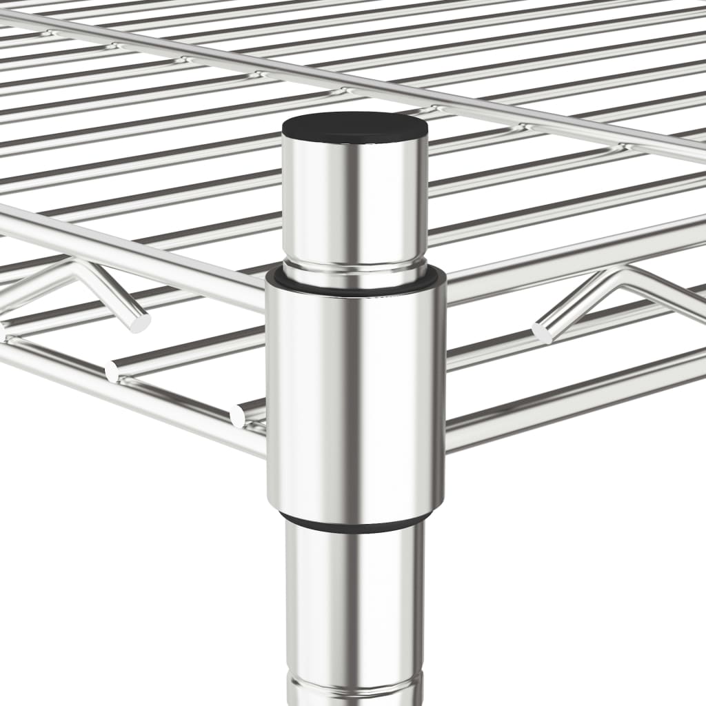 Ripiano portaoggetti 4 livelli ruote 90 x 35 x 137 cm cromato 200 kg 02_0000697