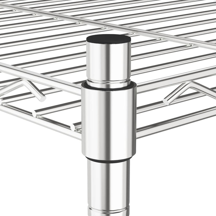 Scaffale a 4 Livelli con Ruote 90x35x142 cm Cromato 200 kg 324627