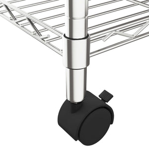 Scaffale a 4 Livelli con Ruote 90x35x142 cm Cromato 200 kg