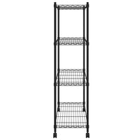 Scaffale a 4 Livelli con Ruote 90x35x142 cm Nero 200 kg 324628