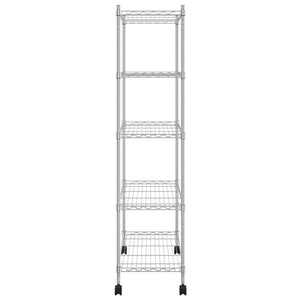 Scaffale a 5 Livelli con Ruote 75x35x155 cm Cromato 250 kg 324629