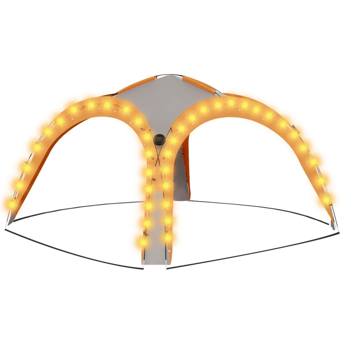 Tenda Feste con LED e 4 Pareti 3,6x3,6x2,3 m Grigio e Arancione 93077