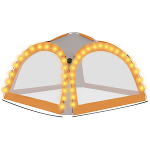 Tenda per Feste con LED e 4 Pareti 3,6x3,6x2,3 m Grigio Arancio cod mxl 66236