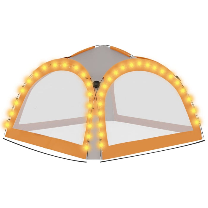 Tenda per Feste con LED e 4 Pareti 3,6x3,6x2,3 m Grigio Arancio cod mxl 66236