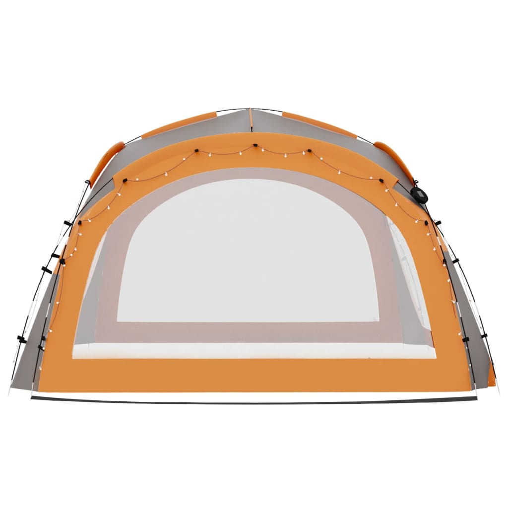 Tenda Feste con LED e 4 Pareti 3,6x3,6x2,3 m Grigio e Arancione 93077