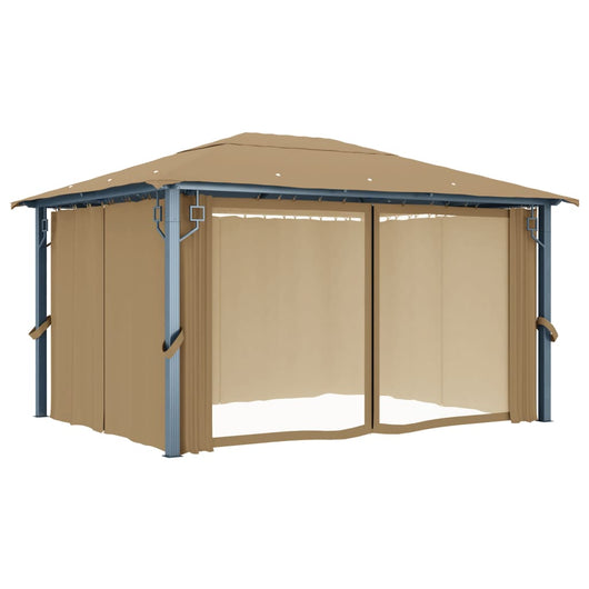 Gazebo con Tenda 400x300 cm Grigio Talpa in Alluminio 313894