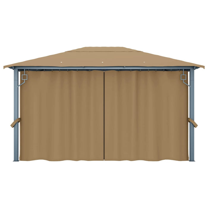 Gazebo con Tenda 400x300 cm Grigio Talpa in Alluminio