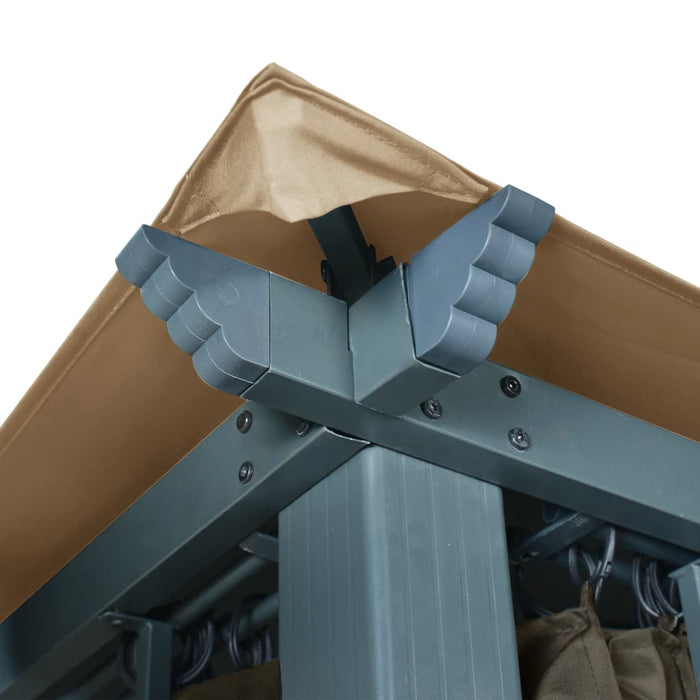 Gazebo con Tenda 400x300 cm Grigio Talpa in Alluminio