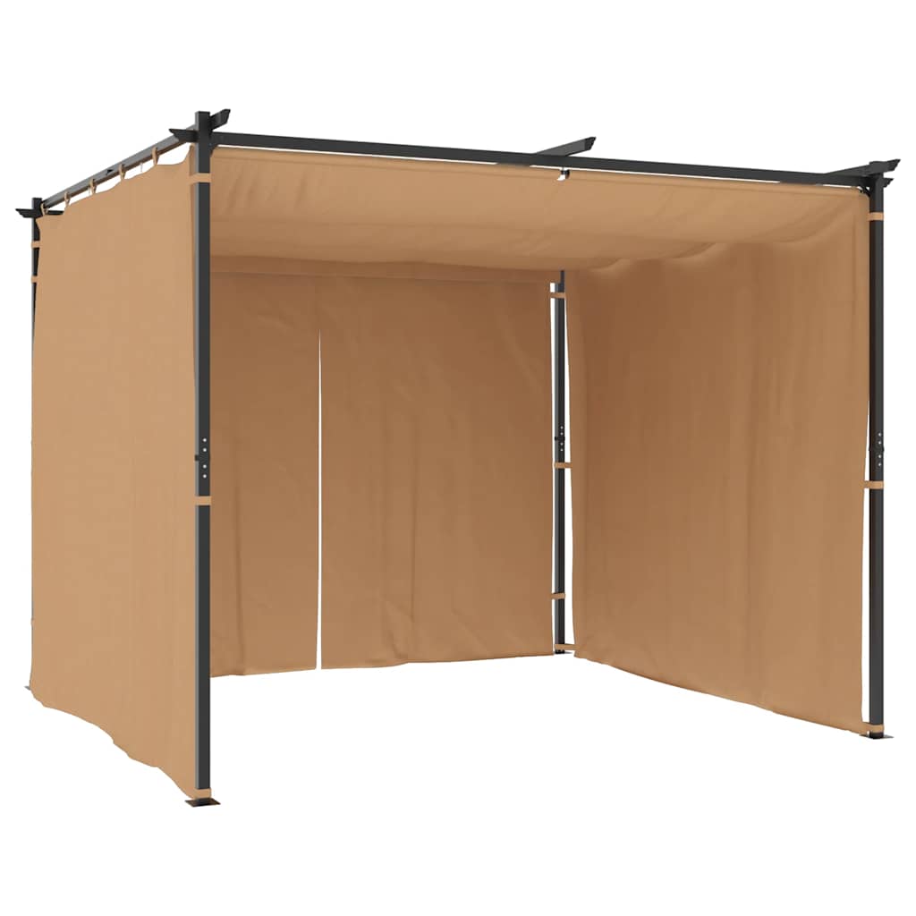 Gazebo con Tende 3x3 cm Grigio Talpa in Acciaio 313897