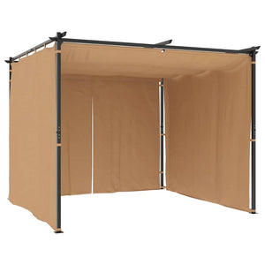Gazebo con Tende 3x3 cm Grigio Talpa in Acciaio 313897