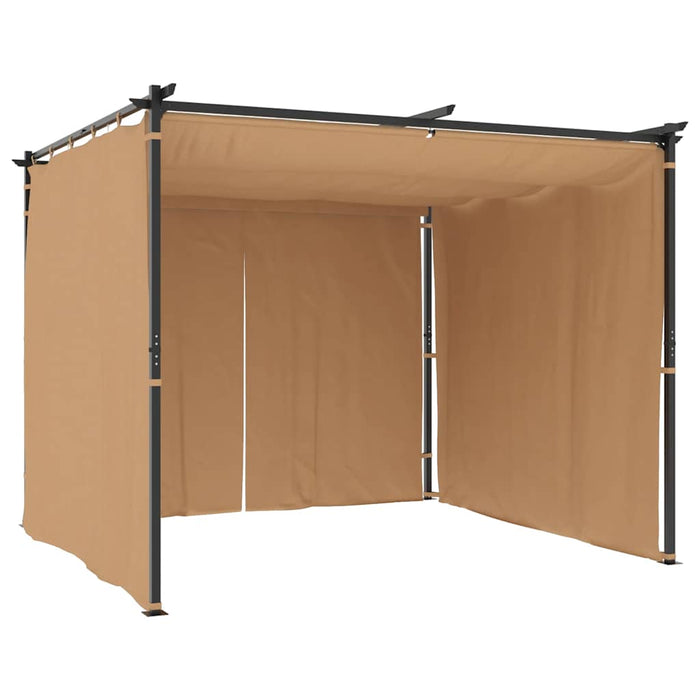 Gazebo con Tende 3x3 cm Grigio Talpa in Acciaio 313897