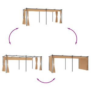 Gazebo con Tende 6x3 cm Grigio Talpa in Acciaio 313900