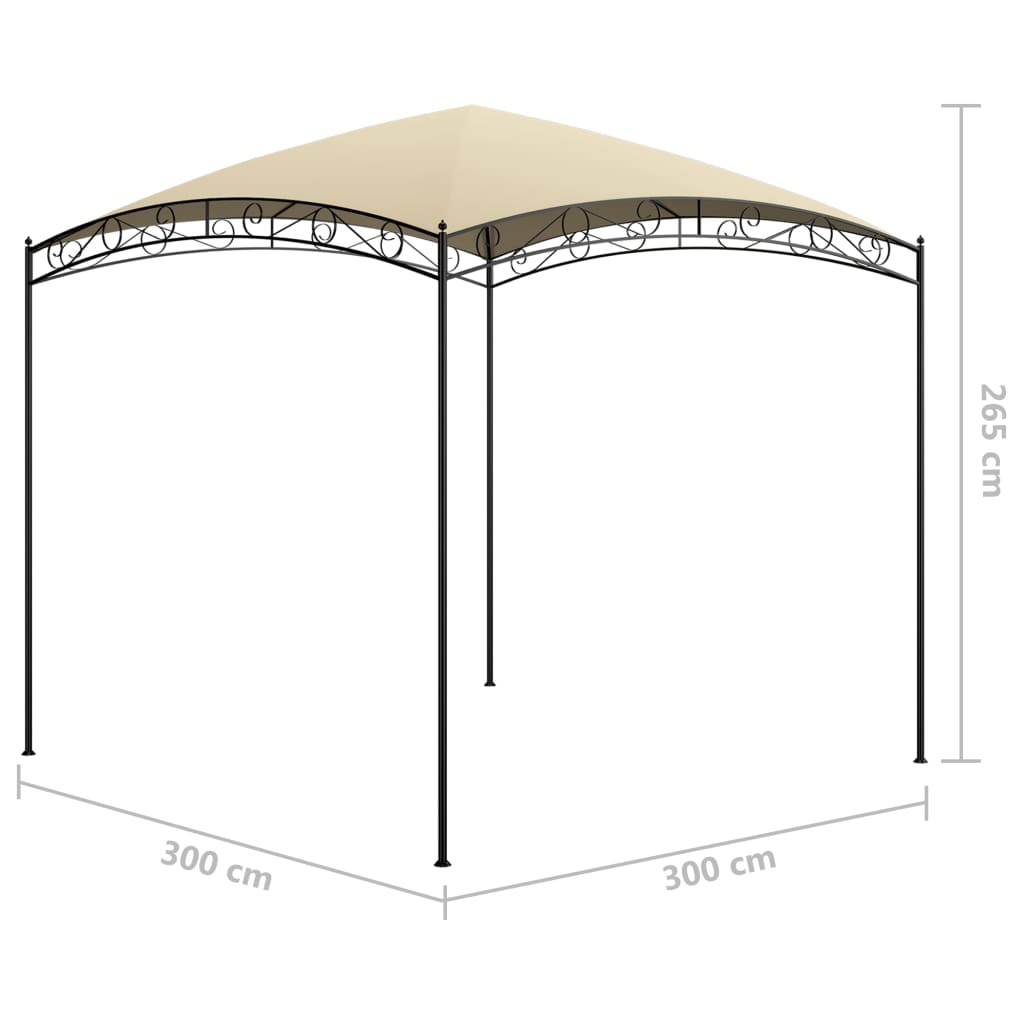 Gazebo 3x3x2,65 m Crema 180 g/mÂ²