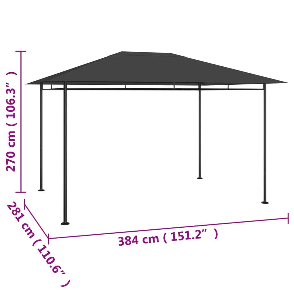 Gazebo 384x281x270 cm Antracite 180 g/m² 313923