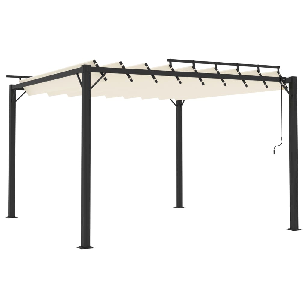 Gazebo con Tetto a Lamelle 3x3 m in Tessuto Crema e Alluminio 313924