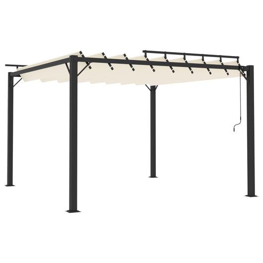 Gazebo con Tetto a Lamelle 3x3 m in Tessuto Crema e Alluminio 313924