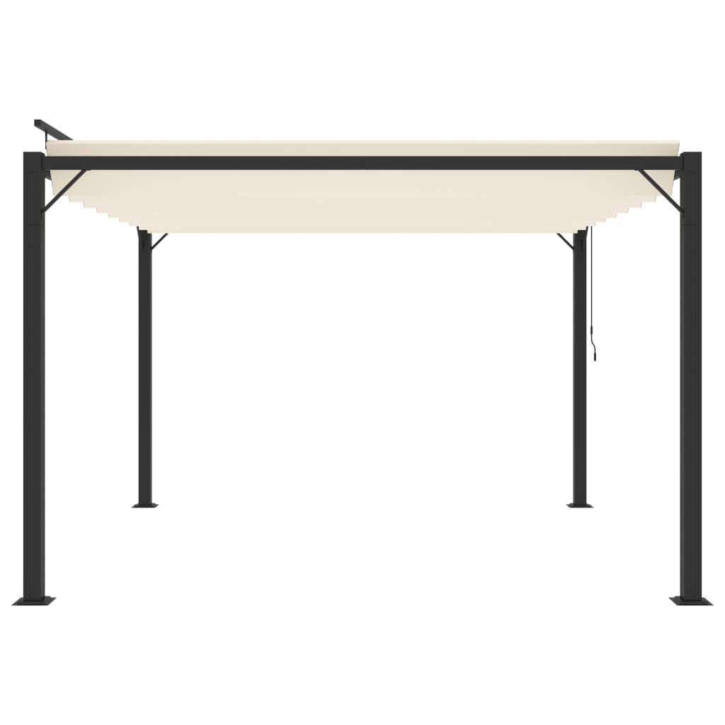 Gazebo con Tetto a Lamelle 3x3 m in Tessuto Crema e Alluminio 313924