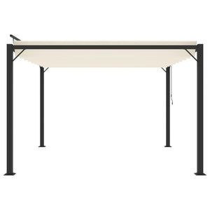 Gazebo con Tetto a Lamelle 3x3 m in Tessuto Crema e Alluminio 313924