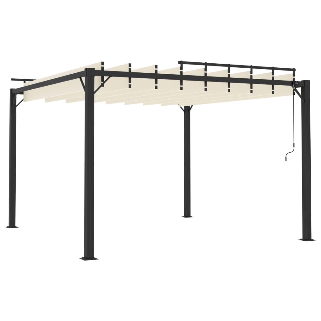 Gazebo con Tetto a Lamelle 3x3 m in Tessuto Crema e Alluminio 313924