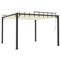 Gazebo con Tetto a Lamelle 3x3 m in Tessuto Crema e Alluminio 313924