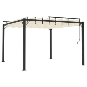 Gazebo con Tetto a Lamelle 3x3 m in Tessuto Crema e Alluminio 313924