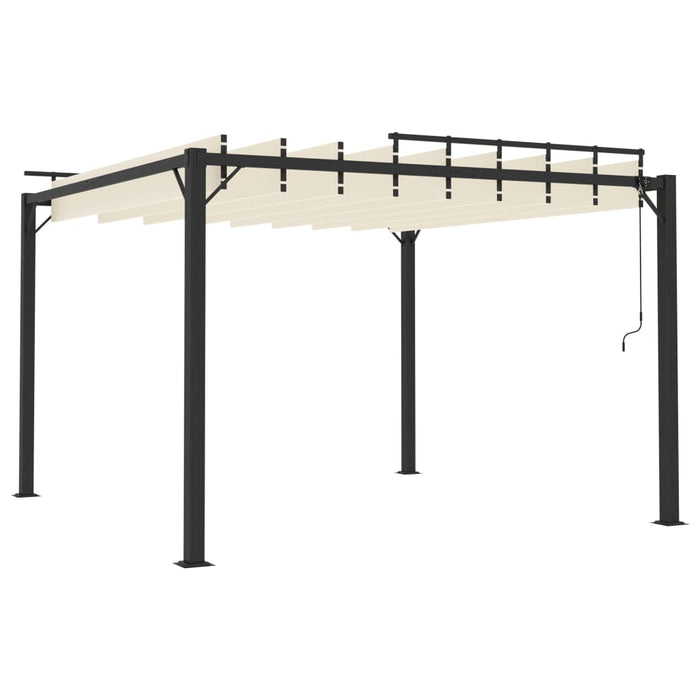 Gazebo con Tetto a Lamelle 3x3 m in Tessuto Crema e Alluminio 313924