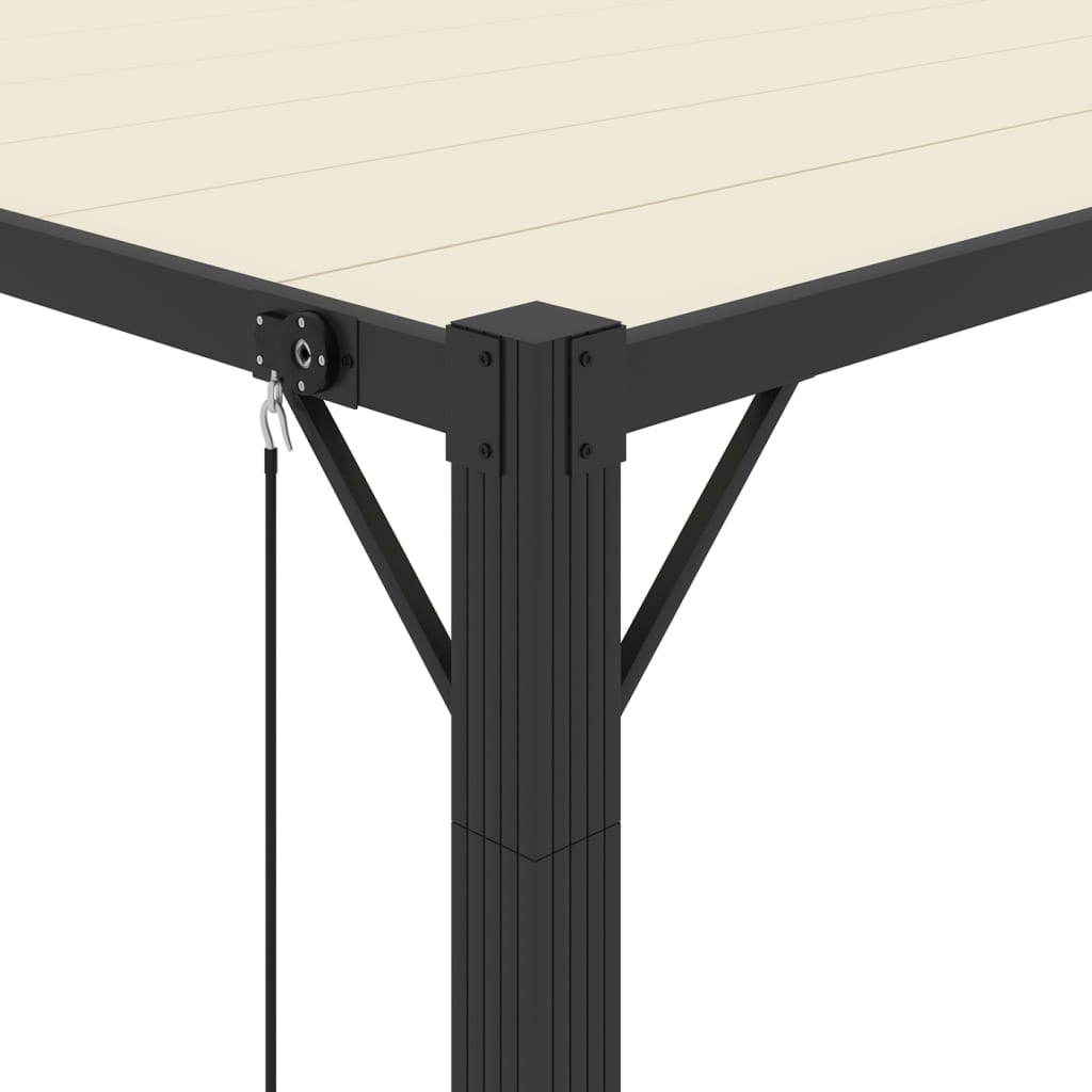 Gazebo con Tetto a Lamelle 3x3 m in Tessuto Crema e Alluminio 313924