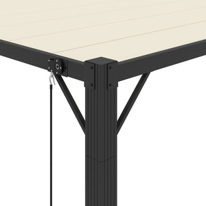 Gazebo con Tetto a Lamelle 3x3 m in Tessuto Crema e Alluminio 313924