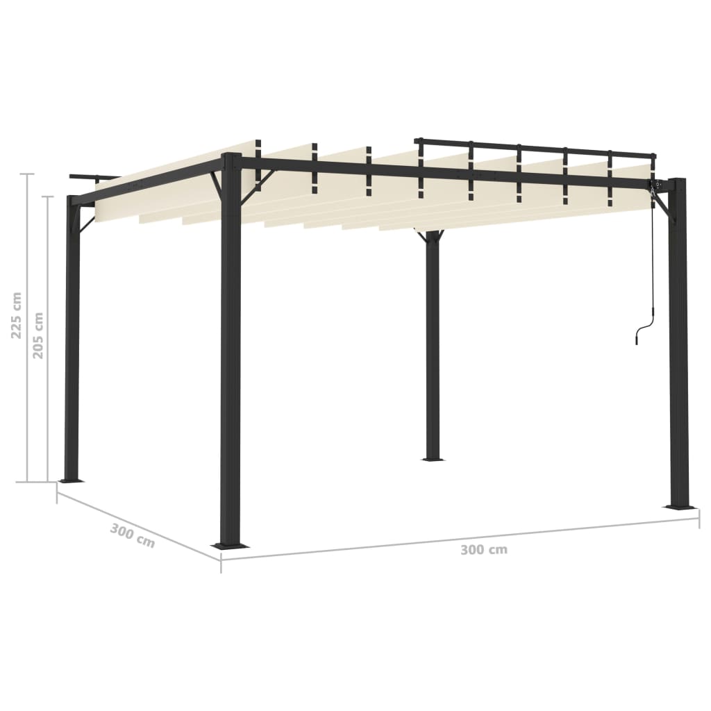 Gazebo con Tetto a Lamelle 3x3 m in Tessuto Crema e Alluminio 313924