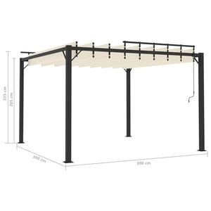 Gazebo con Tetto a Lamelle 3x3 m in Tessuto Crema e Alluminio 313924