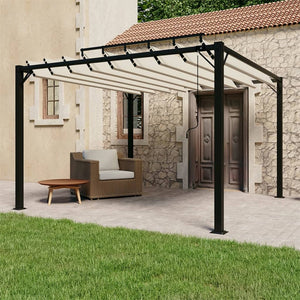 Gazebo con Tetto a Lamelle 3x3 m in Tessuto Crema e Alluminio 313924