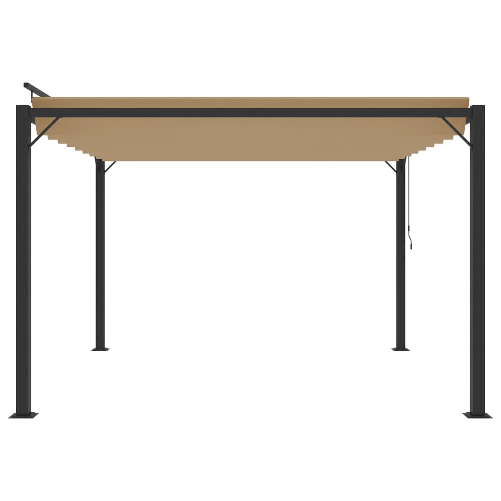 Gazebo con Tetto a Lamelle 3x3 m in Tessuto Tortora e Alluminio 313925