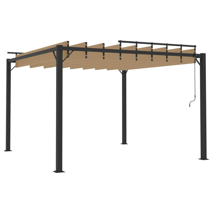Gazebo con Tetto a Lamelle 3x3 m in Tessuto Tortora e Alluminio 313925