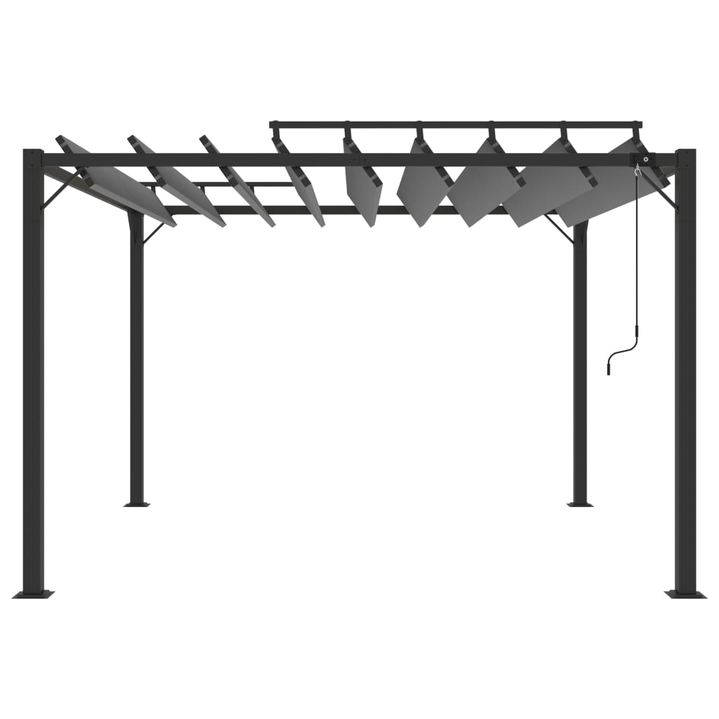 Gazebo con Tetto a Lamelle 3x3 m in Tessuto Antracite/Alluminio 313926