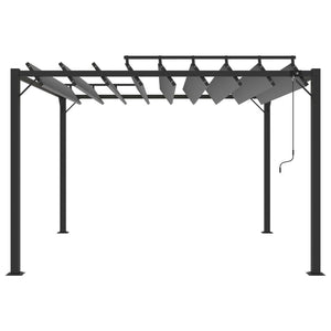 Gazebo con Tetto a Lamelle 3x3 m in Tessuto Antracite/Alluminio 313926