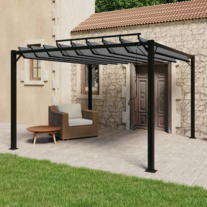 Gazebo con Tetto a Lamelle 3x3 m in Tessuto Antracite/Alluminio 313926