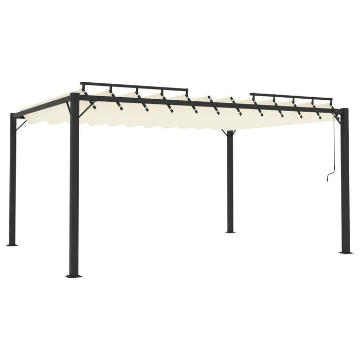 Gazebo con Tetto a Lamelle 3x4 m in Tessuto Crema e Alluminio 313927