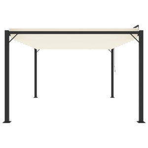 Gazebo con Tetto a Lamelle 3x4 m in Tessuto Crema e Alluminio 313927