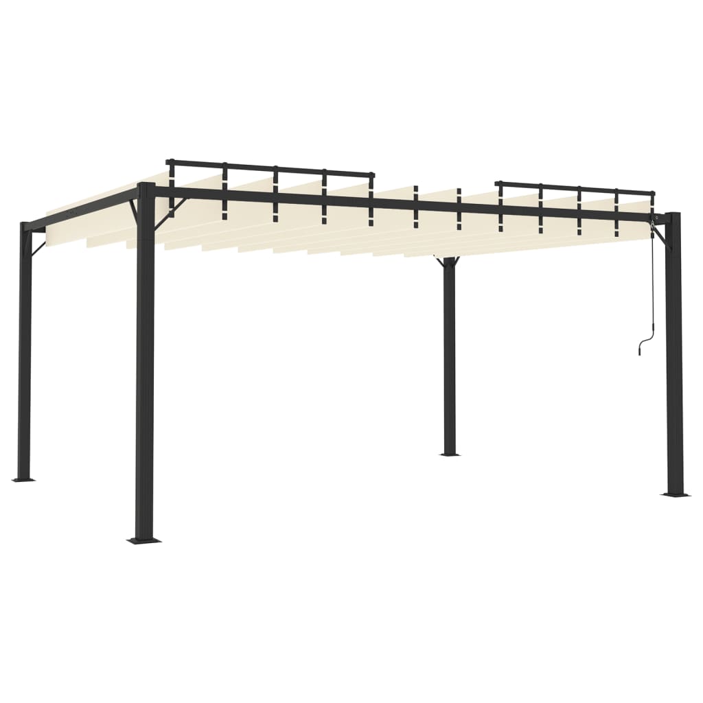 Gazebo con Tetto a Lamelle 3x4 m in Tessuto Crema e Alluminio 313927