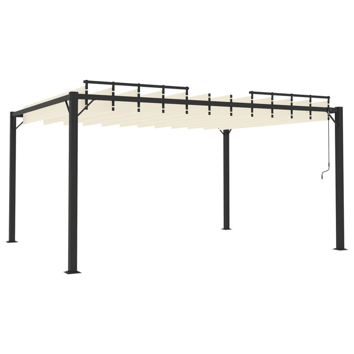Gazebo con Tetto a Lamelle 3x4 m in Tessuto Crema e Alluminio 313927