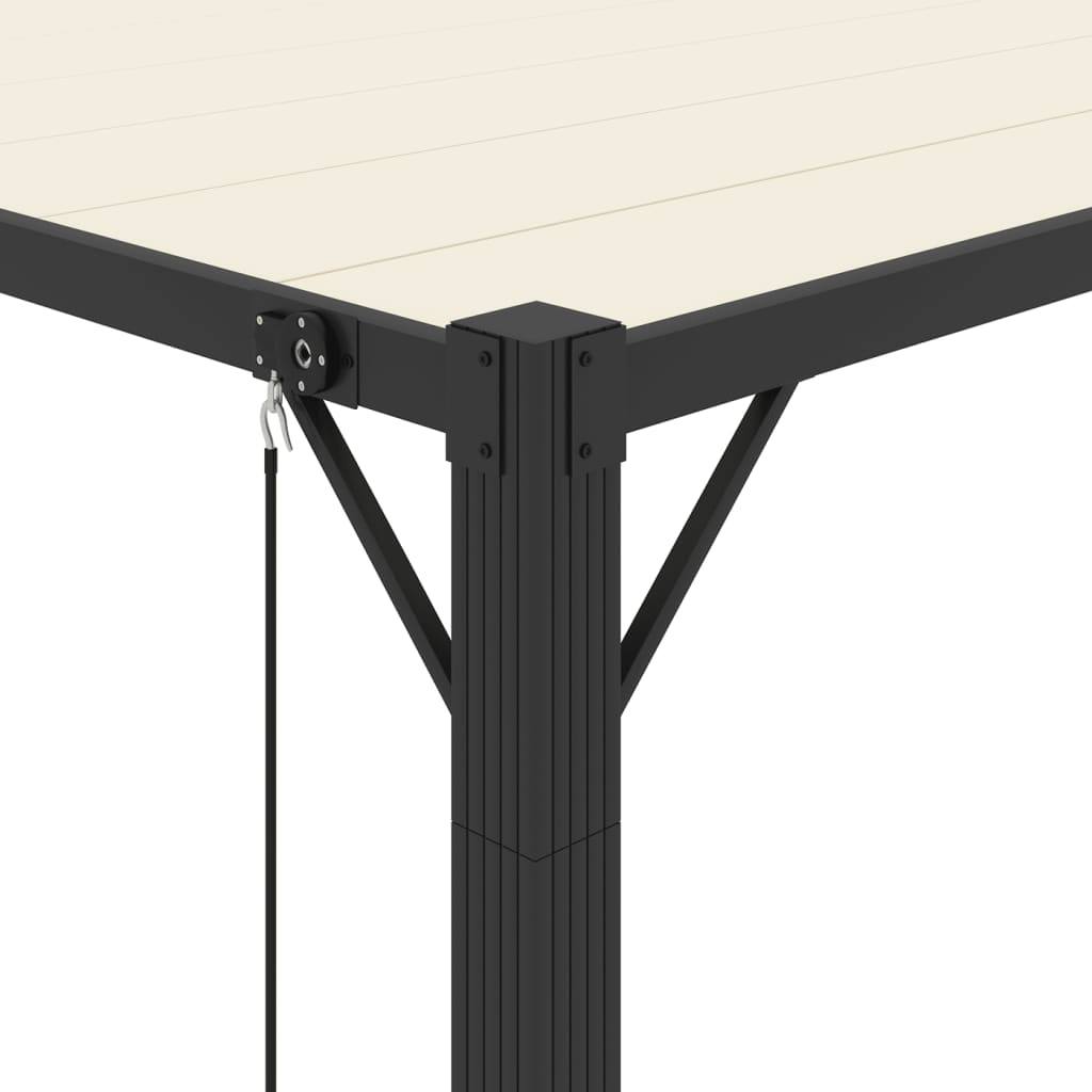 Gazebo con Tetto a Lamelle 3x4 m in Tessuto Crema e Alluminio 313927