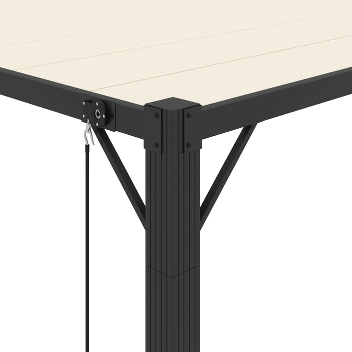 Gazebo con Tetto a Lamelle 3x4 m in Tessuto Crema e Alluminio 313927