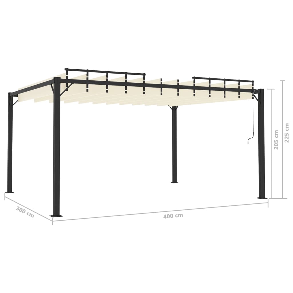 Gazebo con Tetto a Lamelle 3x4 m in Tessuto Crema e Alluminio 313927