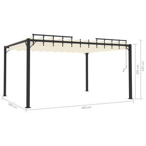 Gazebo con Tetto a Lamelle 3x4 m in Tessuto Crema e Alluminio 313927