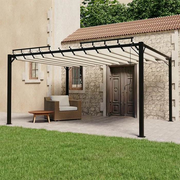 Gazebo con Tetto a Lamelle 3x4 m in Tessuto Crema e Alluminio 313927