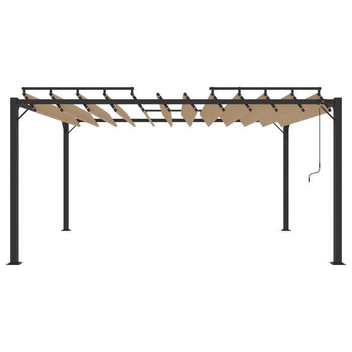 Gazebo con Tetto a Lamelle 3x4 m in Tessuto Tortora e Alluminio 313928