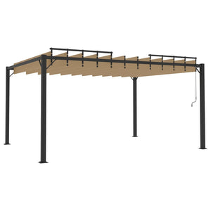 Gazebo con Tetto a Lamelle 3x4 m in Tessuto Tortora e Alluminio 313928