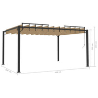 Gazebo con Tetto a Lamelle 3x4 m in Tessuto Tortora e Alluminio 313928